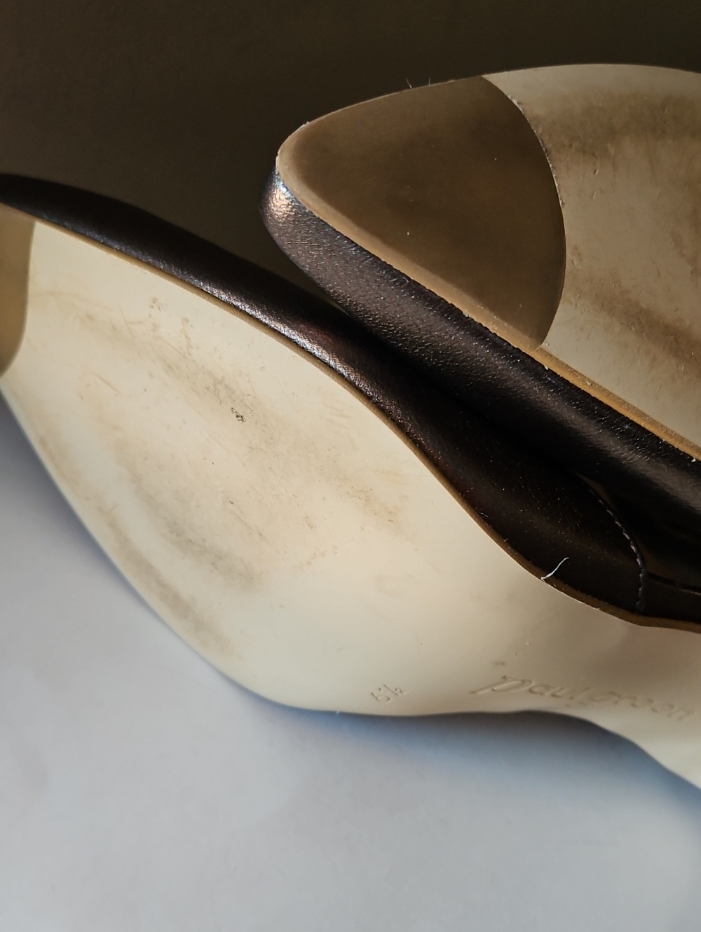 Paul Green Metallic Pewter/Gold Pointed-Toe Slingback Pumps Sz 9 - Picture 6 of 6